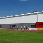 Inauguration of the first gym in Germany with textile envelope in Griesheim, in southern Hesse