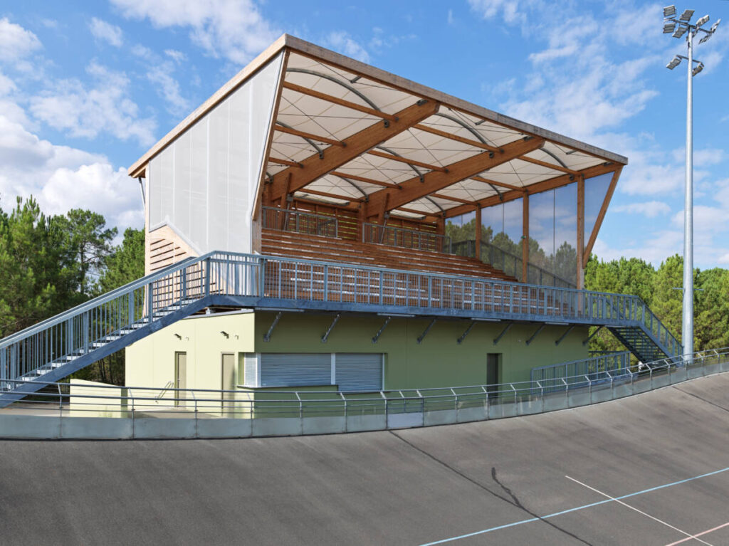 covered grandstand at Le Mans, France