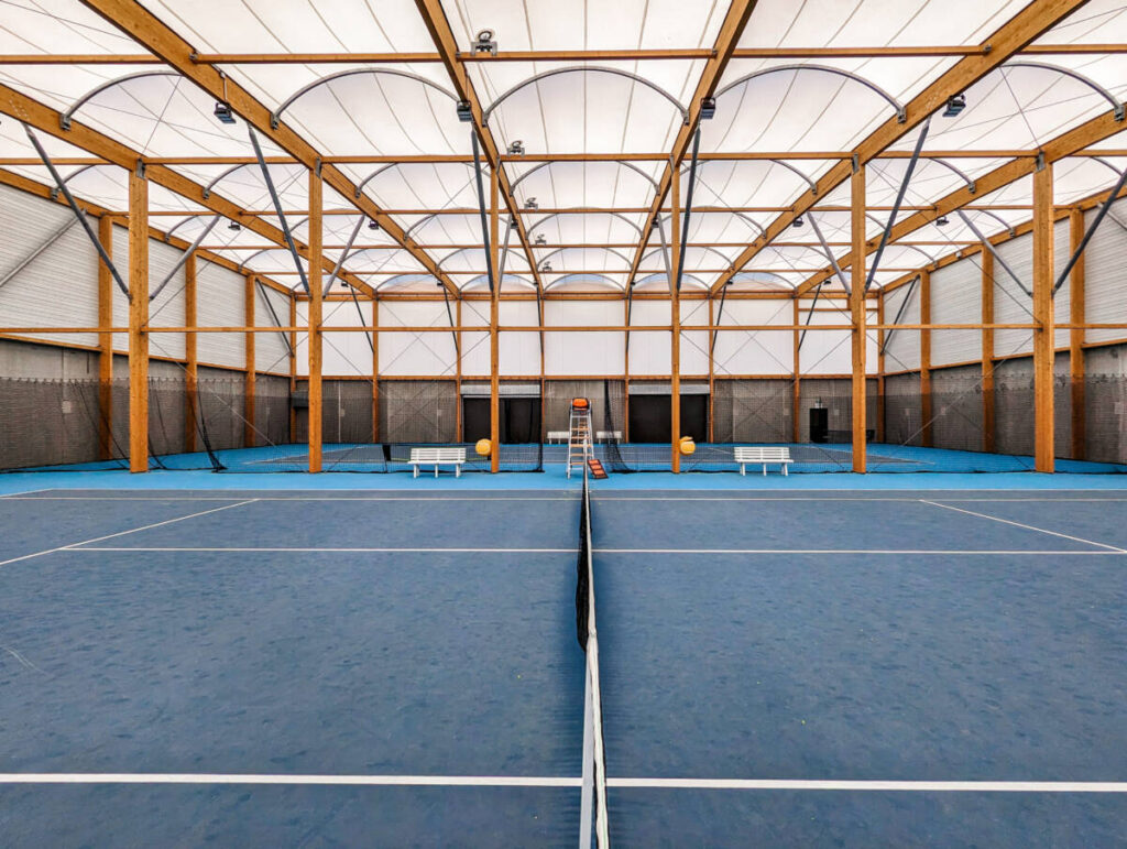 Building of a tennis hall in Saint-Genis-Laval, France