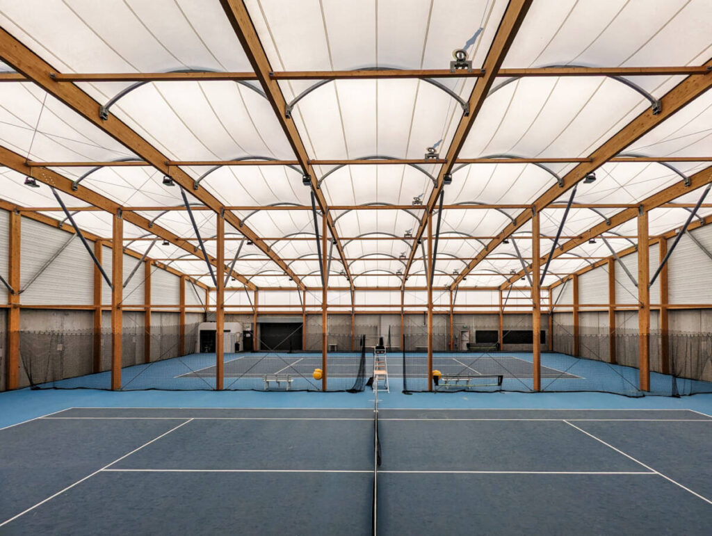 Building of a tennis hall in Saint-Genis-Laval, France
