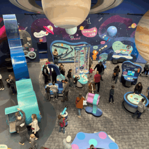 Construction of an indoor play area with 2 connected clouds and a slide in Flagstaff