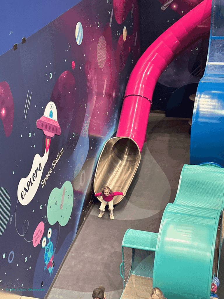 Construction of an indoor play area with 2 connected clouds and a slide in Flagstaff
