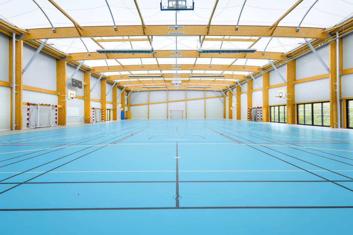 Construction of a gymnasium at Notre Dame de la Providence school in Avranches, France.