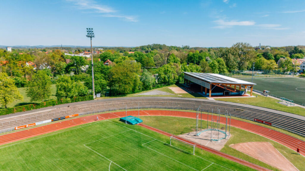Sports hall construction in Bielefeld, Germany