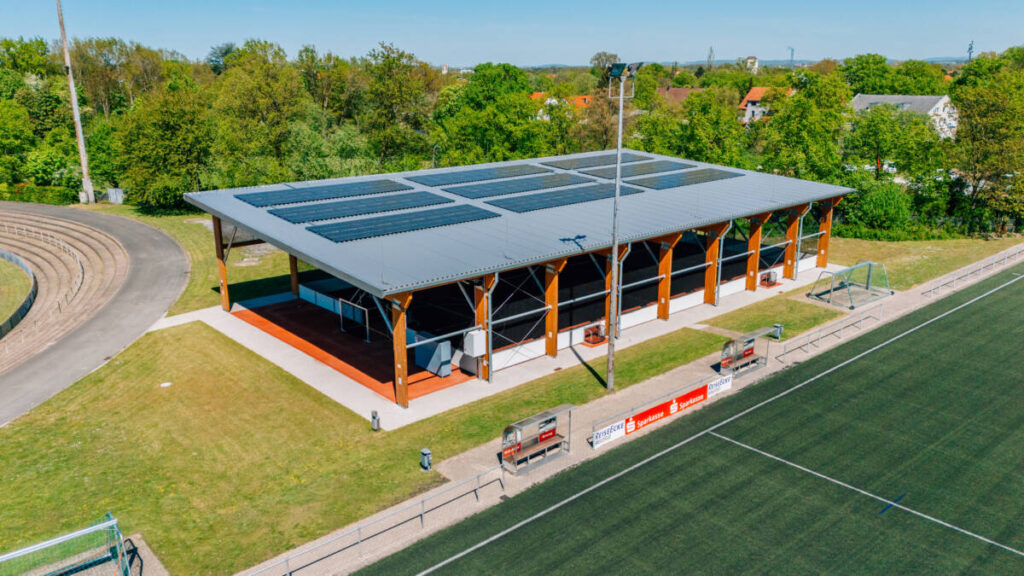 Sports hall construction in Bielefeld, Germany
