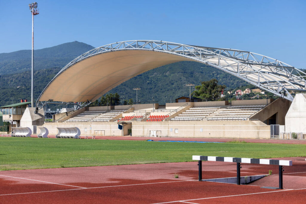 Covered grandstand in Lucciana, Corsica
