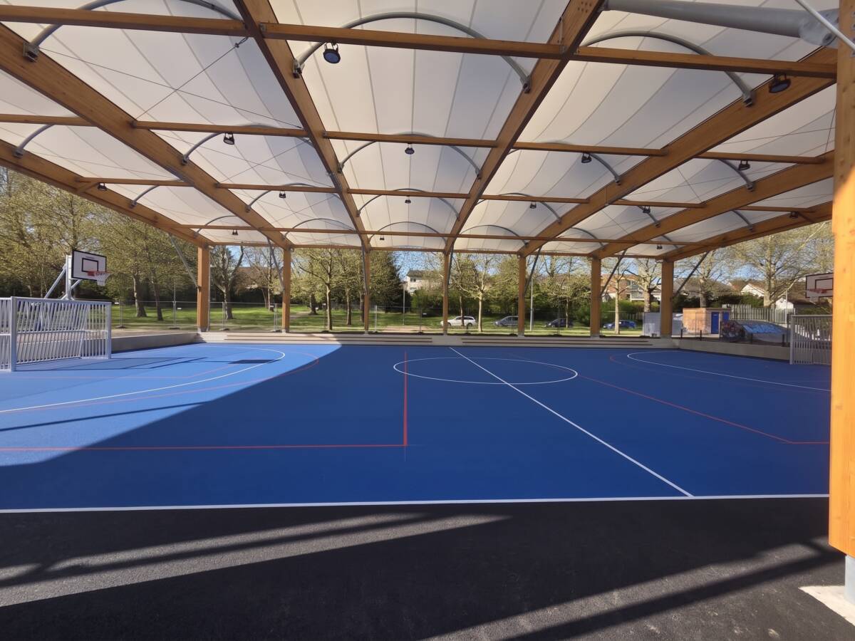 Open-access covered multi-use games area built by SMC2 in Neckarsulm